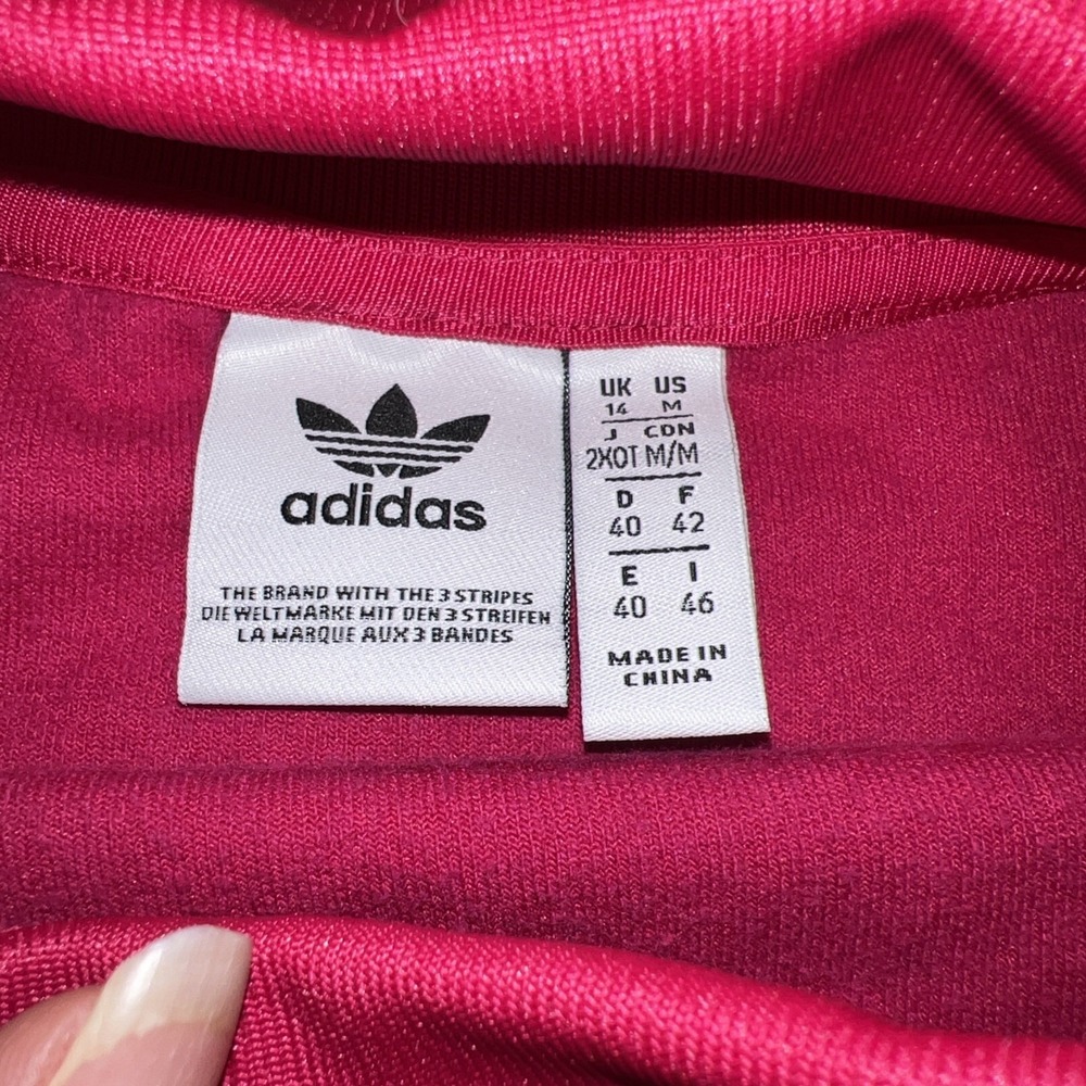Adidas Women's Colorblock Velour Pullover Sweatshirt Cropped Sz M - Picture 8 of 9
